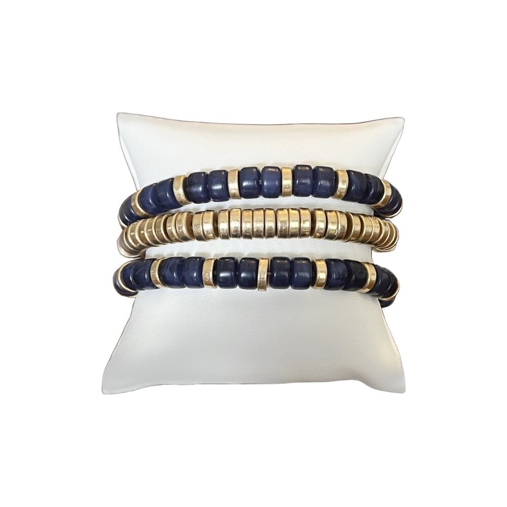 Canvas Brooklyn Resin Bead Bracelet Stack in Navy (Set of 3)